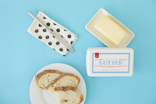 alvi Mantequillera Butter Block Color blanco Recipiente Retro para Mantequilla con Tapa Cerámica 6,5