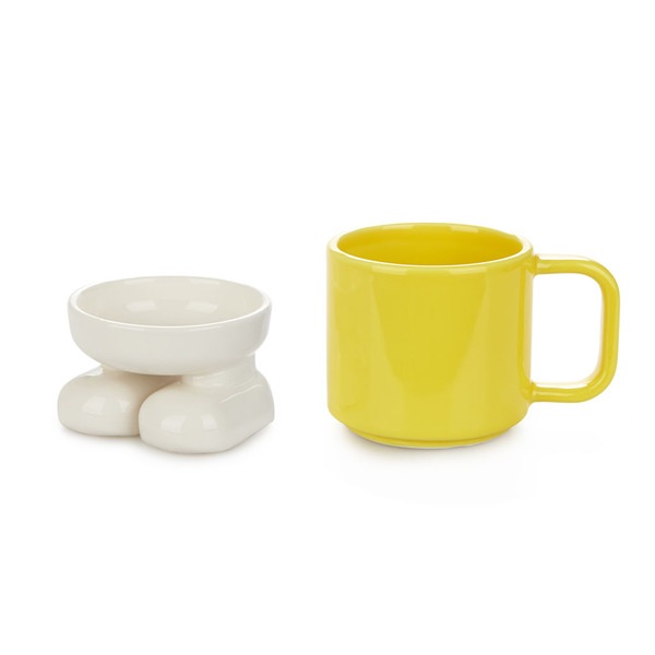 Balvi Mug Mr Standy Color amarillo Divertida Taza con Plato Ceramic