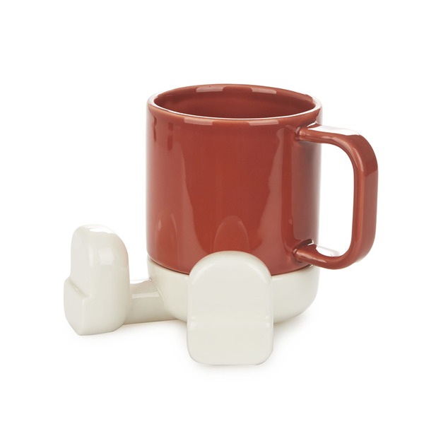 Balvi Mug Mr Sitty Color rojo Divertida Taza con Plato de Cerámica Ceramic