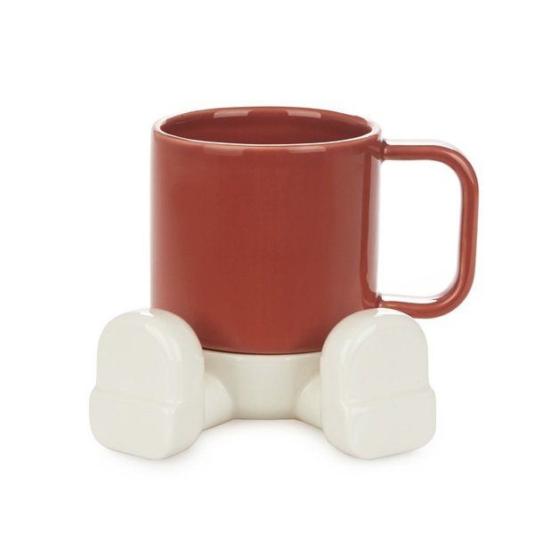 Balvi Mug Mr Sitty Color rojo Divertida Taza con Plato de Cerámica Ceramic