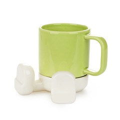Balvi Mug Mr Sitty Couleur vert Tasse amusant avec sous-tasse en céramique Céramique