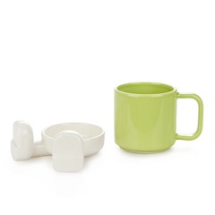Balvi Mug Mr Sitty Couleur vert Tasse amusant avec sous-tasse en céramique Céramique