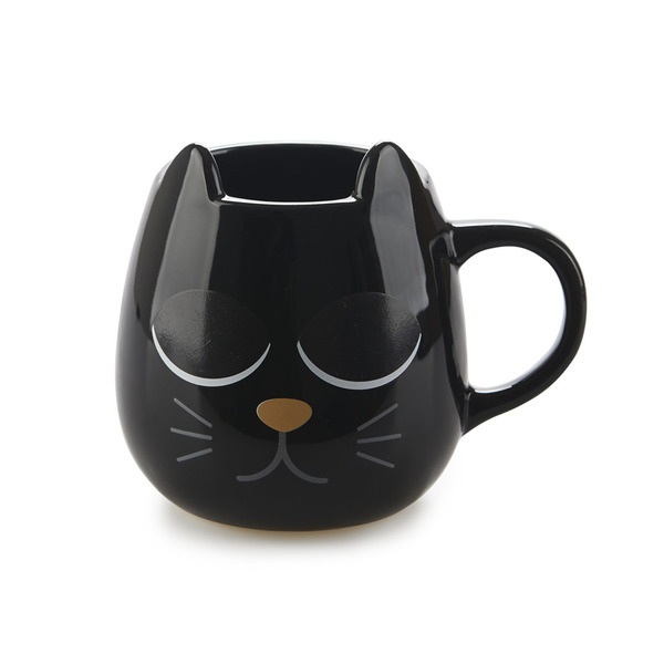 Balvi Mug Wake Cat Color negro Taza Termosensible en Forma de Gato Cambia con Agua Caliente Ceramica