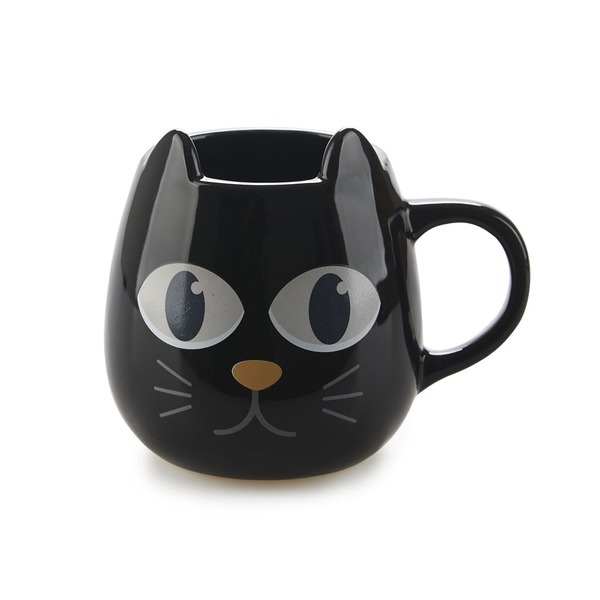 Balvi Mug Wake Cat Color negro Taza Termosensible en Forma de Gato Cambia con Agua Caliente Ceramica
