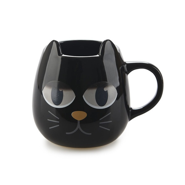 Balvi Mug Wake Cat Color negro Taza Termosensible en Forma de Gato Cambia con Agua Caliente Ceramica