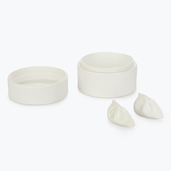 alvi Sushi set Mushiki Color blanco Recipiente para Soya con Soporte de Palillos en Forma de Vaporer