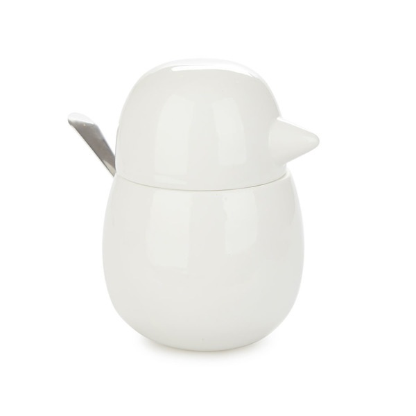 Balvi Azucarero Birdie Color blanco Recipiente para Azúcar en Forma de Pájaro Porcelana/metal