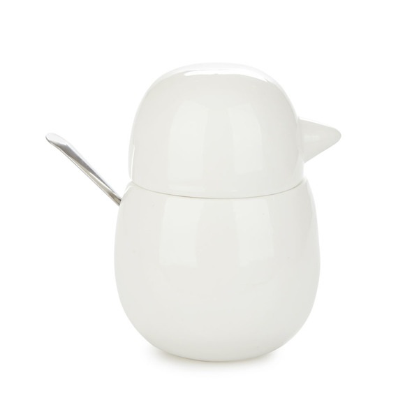 Balvi Azucarero Birdie Color blanco Recipiente para Azúcar en Forma de Pájaro Porcelana/metal
