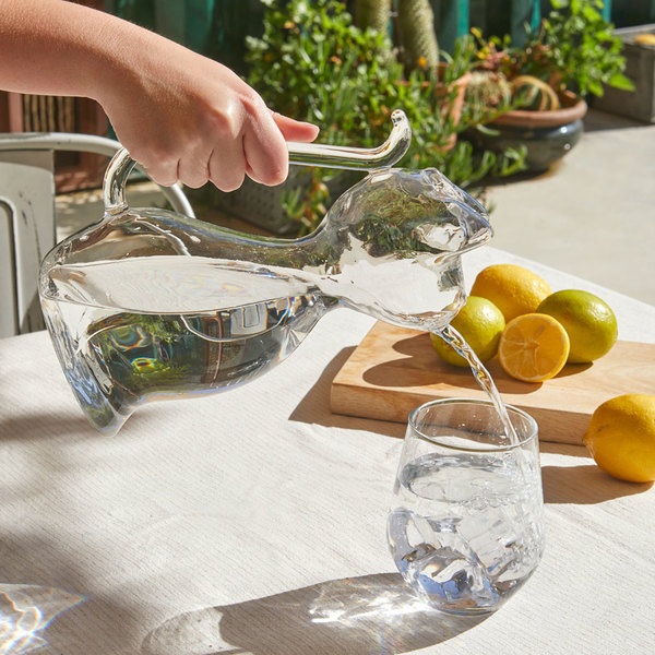 Balvi Carafe d'eau Meow Couleur transparent Carafe en verre en forme de chat 1L Borosilicate
