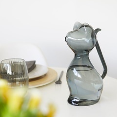 Balvi Water jar glass Meow Colour gray Cat shaped Capacity 1L Borosilicate
