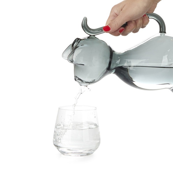 Balvi Water jar glass Meow Colour gray Cat shaped Capacity 1L Borosilicate
