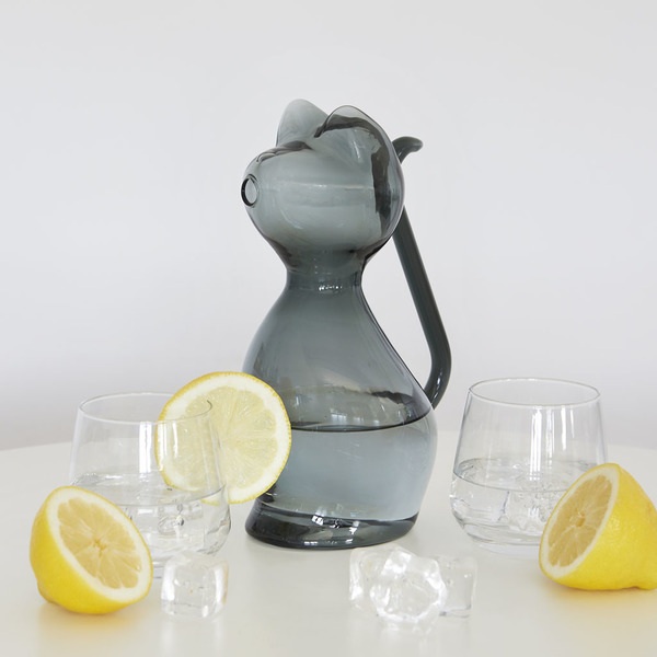 Balvi Water jar glass Meow Colour gray Cat shaped Capacity 1L Borosilicate