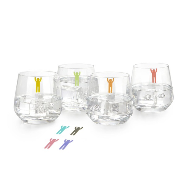 alvi Marca copas Sticky Men Color surtido Marcadores para Diferenciar Copas de Vino Figuras de Hombr