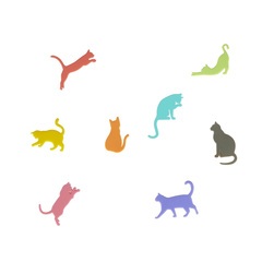 alvi Marque-verres Sticky Cats Couleur assortiment Marqueurs pour différencier chaque verre en forme