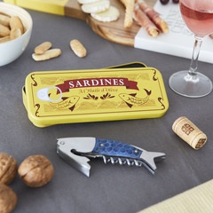 Balvi Korkenzieher Sardines Farbe Blau Flaschenöffner in Metallschachtel Blech