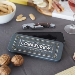 Balvi Sacacorchos The Corkscrew Abrebotellas y Herramienta multifunción con Caja metálica Lata