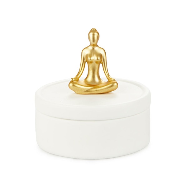 alvi Schmuckkästchen Yoga Farbe Weiß und Gold Schmuckkästen aus Keramik für Ihren Schmuck mit dekora