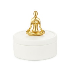alvi Caja joyero Yoga Color blanco y dorado Caja de cerámica para Joyas con Tapa Decorativa Porcelan