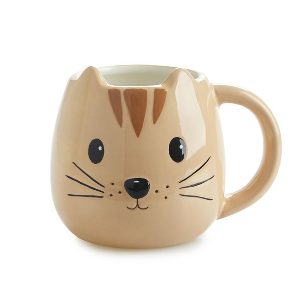 alvi Henkelbecher Kitty Farbe Orange Henkelbecher in Form eines Katzenkopfs Fassungsvermögen 400 ml