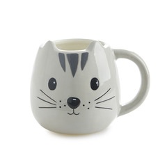 alvi Mug Kitty Color gris Taza en Forma de Cabeza de Gato Capacidad 400ml Apta para lavavajillas y m
