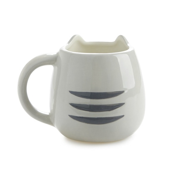 alvi Mug Kitty Couleur gris Tasse en forme de tête de chat Capacité de 400 ml Passe au lave-vaissell