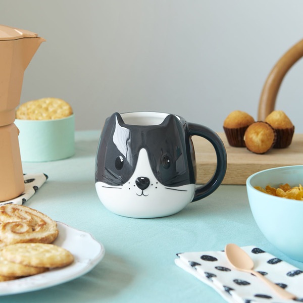 alvi Mug Kitty Couleur blanc Tasse en forme de tête de chat Capacité de 400 ml Passe au lave-vaissel