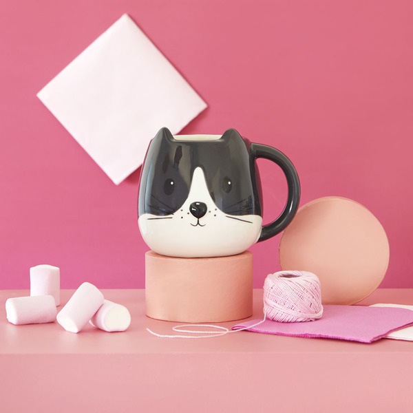alvi Mug Kitty Couleur blanc Tasse en forme de tête de chat Capacité de 400 ml Passe au lave-vaissel