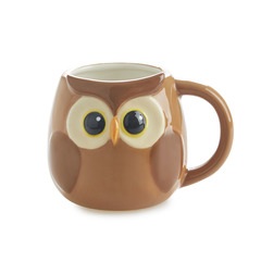 alvi Mug Bubo Color marrón Taza en Forma de Cabeza de Buho Capacidad 400ml Apta para lavavajillas y