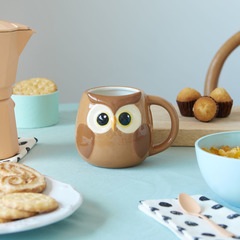 alvi Mug Bubo Color marrón Taza en Forma de Cabeza de Buho Capacidad 400ml Apta para lavavajillas y
