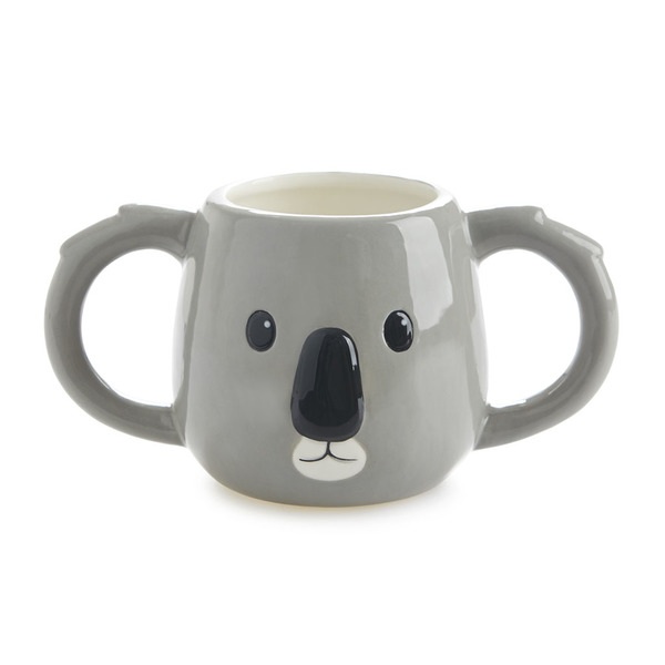 alvi Mug Koala Color gris Taza en Forma de Cabeza de Koala Capacidad 400ml Apta para lavavajillas y