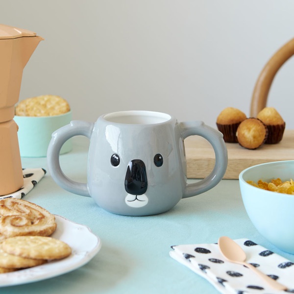alvi Mug Koala Color gris Taza en Forma de Cabeza de Koala Capacidad 400ml Apta para lavavajillas y