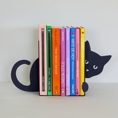 alvi Fermalibri Hidden Cat Colore nero Supporto da scaffale per libri a forma di un gatto 2 unità Me