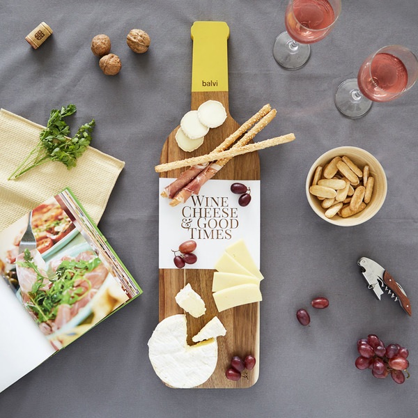 alvi Tabla queso The Bottle Bandeja de Acacia para Cortar y Servir Quesos en Forma de Botella de Vin
