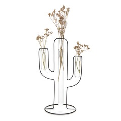 Balvi Vase Silhouette Couleur noir Vase décoratif cactus Métal/verre