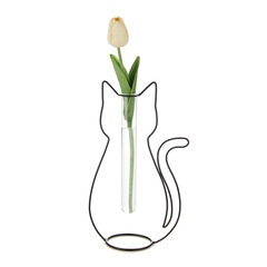 Balvi Vaso Silhouette Colore nero Vaso decorativo a forma di gatto Metallo/vetro