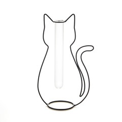 Balvi Vase Silhouette Couleur noir Vase décoratif en forme de chat Métal/verre