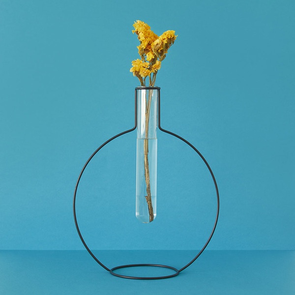 alvi Vase Round Silhouette XL Black colour Decorative glass vase in test tube form with beautiful me
