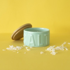 alvi Salière fleur de sel Salt Turquoise Salière avec couvercle pour la cuisine Céramique/bambou 4,8