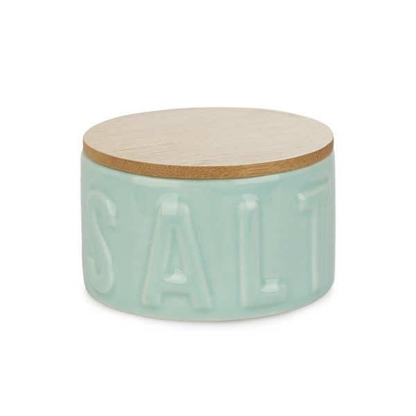 alvi Barattolo per sale in scaglie Salt Turchese Portasale con coperchio per cucina Ceramica/bamboo