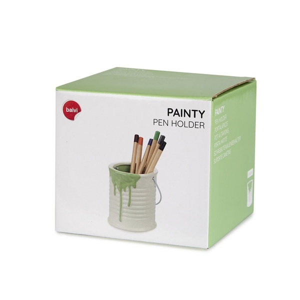 alvi Portalápices Painty Color verde y blanco Bote para lápices original y divertido en forma de bot