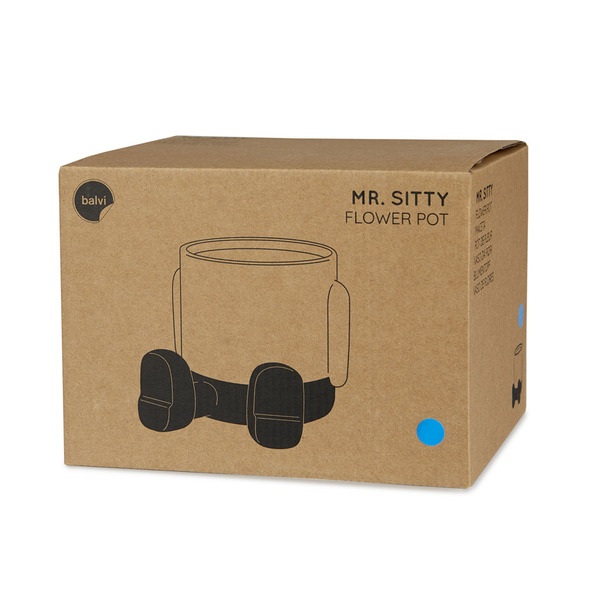 alvi Maceta MrSitty Color azul y blanco Tiesto para plantas en forma de personaje simpático Con base
