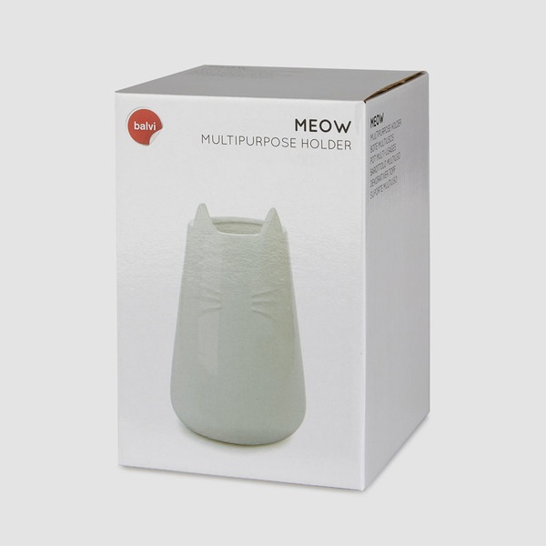 alvi Bote multiusos Meow Color blanco Recipiente decorativo En forma de gato Múltiples usos 20,5x11,