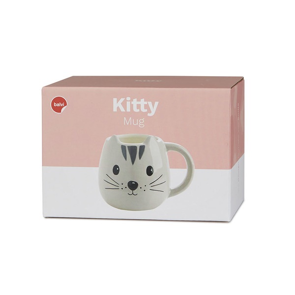alvi Mug Kitty Couleur gris Tasse en forme de tête de chat Capacité de 400 ml Passe au lave-vaissell