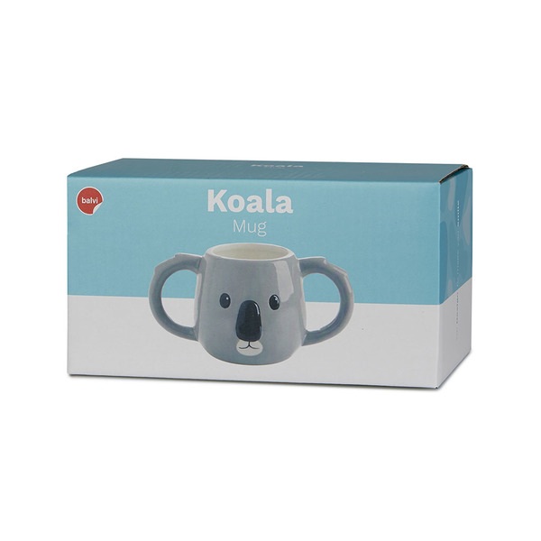 alvi Mug Koala Color gris Taza en Forma de Cabeza de Koala Capacidad 400ml Apta para lavavajillas y