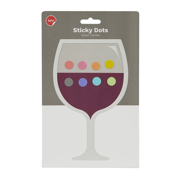Balvi Marca copas Sticky Dots Color surtido Marcadores para Diferenciar Copas de Vino Silicona