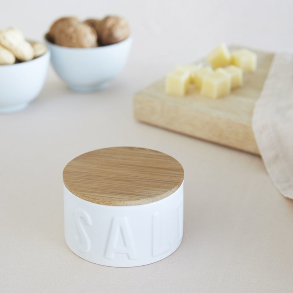 Balvi Barattolo sale in scaglie Salt Colore bianca Con tappo Bamboo/ceramicaDECORATIVO