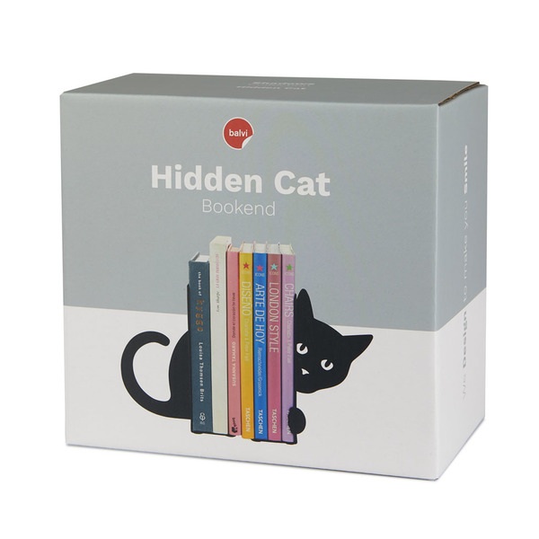 alvi Sujetalibros Hidden Cat Color negro Soporte para Libros de Estantería en Forma de Gato 2 Unidad