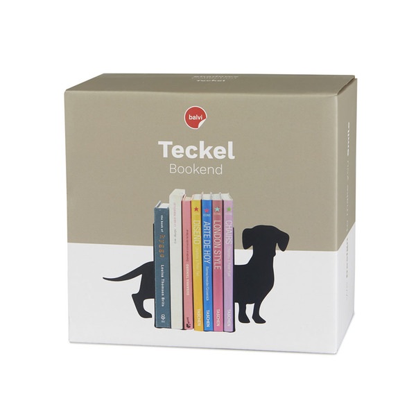 alvi Sujetalibros Teckel Color negro Soporte para Libros de Estantería en Forma de Perro 2 Unidades