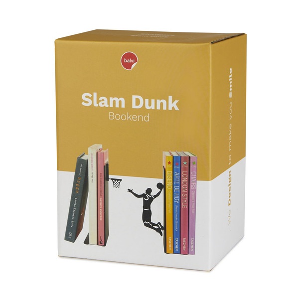 alvi Buchstütze Slum Dunk Farbe Schwarz Buchstütze für das Bücherregal in Form eines Basketballspiel