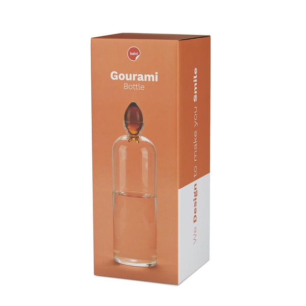 Balvi Botella de agua Gourami Color ámbar Con Tapón en Forma de Pez 1
